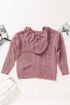Zipper V-Neck Dropped Sleeve Hooded Solid Sweater